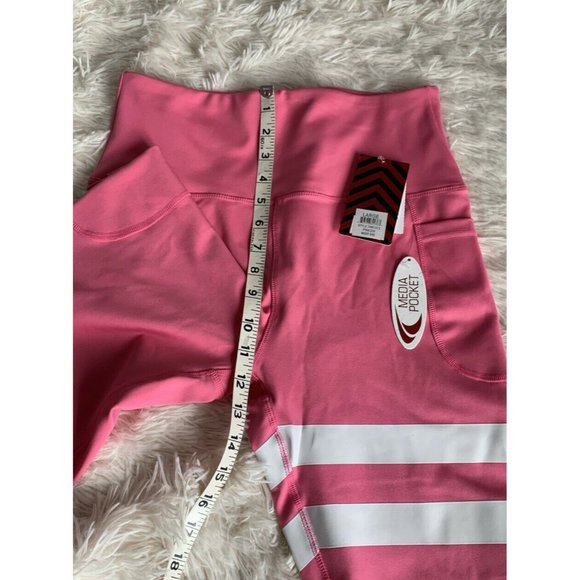 Women Pockets Biker Shorts Size L TKO High Waist Tummy Control Pink - Picture 7 of 12